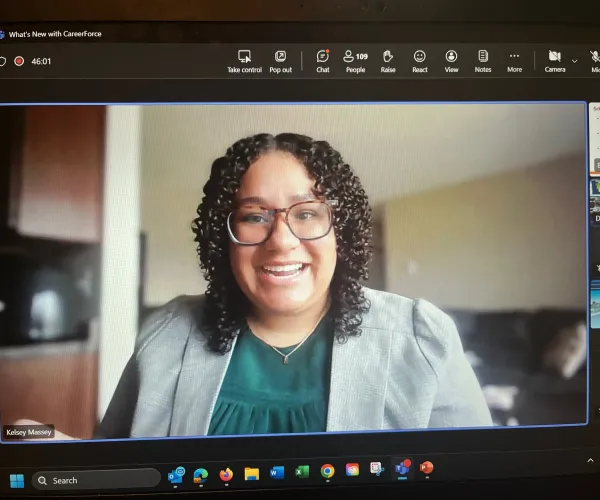 Achieve coordinator Kelsey Massey presents on CareerForce webinar