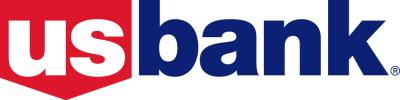 US Bank logo, words 'US' in red and word 'bank' in blue