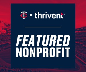 Graphic with Twins and Thrivent logos 