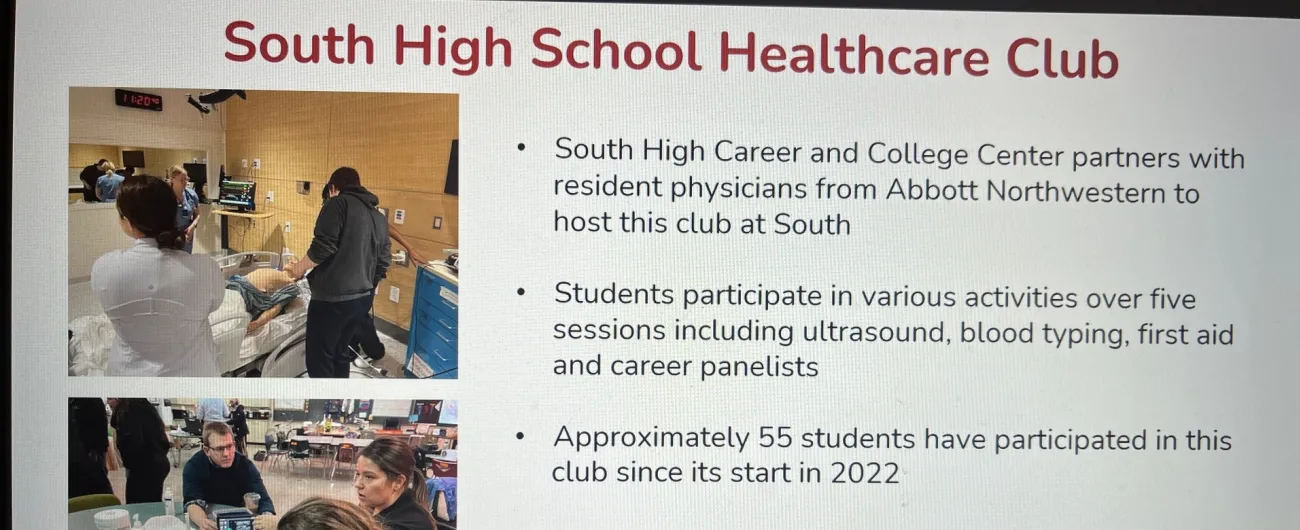 South High school program slide on CareerForce webinar