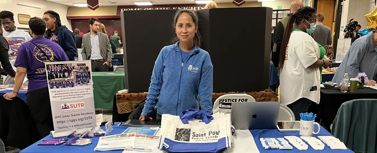 Saint Paul Public Schools representative at career fair 