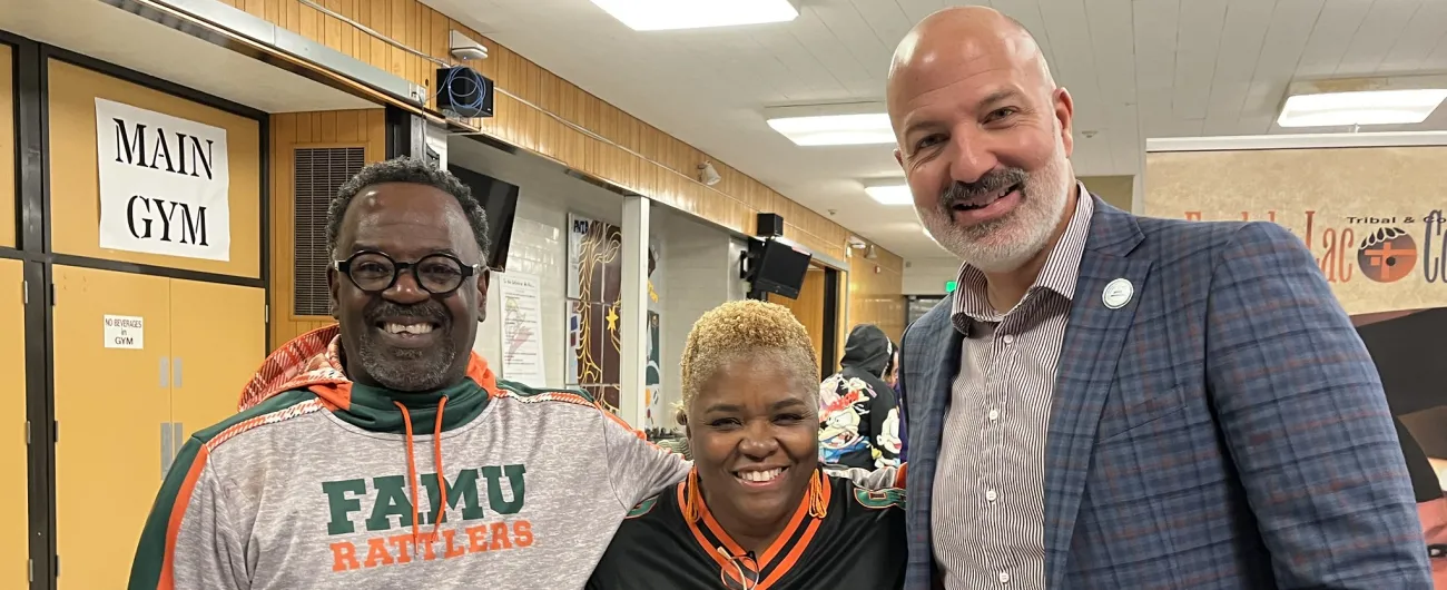 SPPS Superintendent Joe Gothard with college reps at career fair 