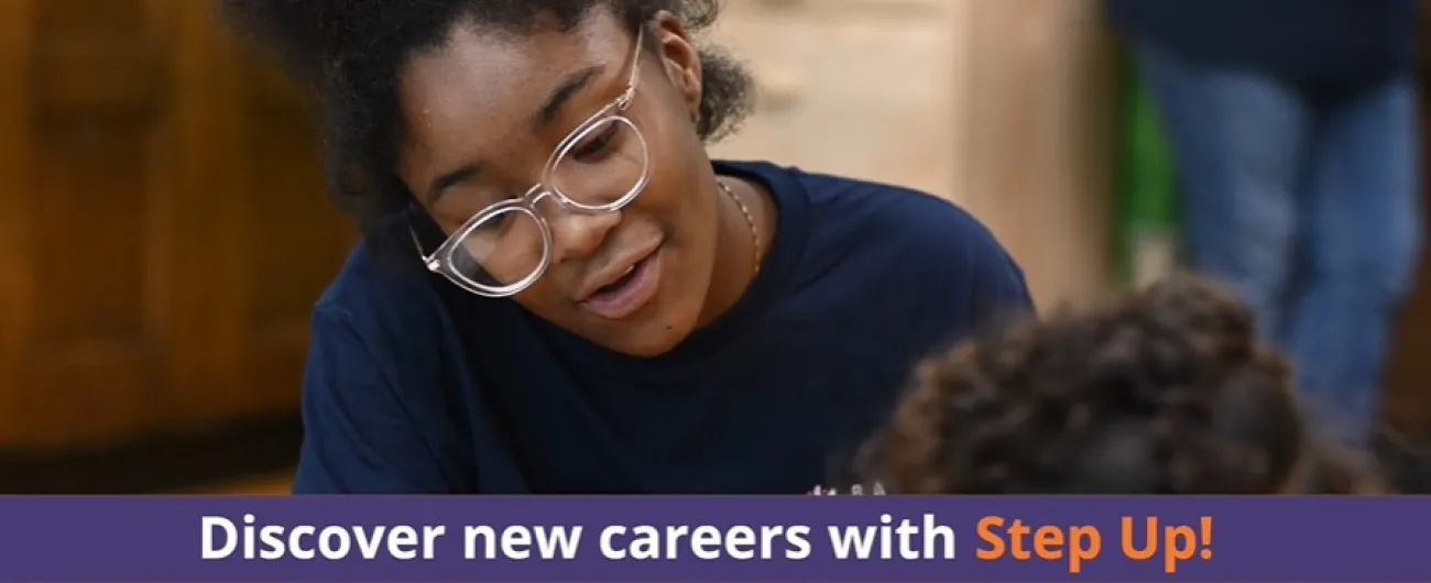 Step Up intern at Baby's Space working with toddler 